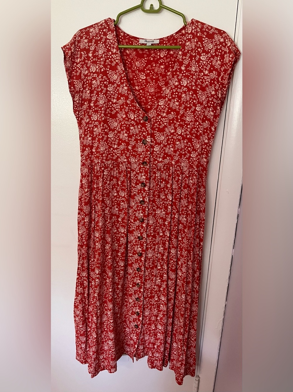Orange/Red Floral Button-Front Maxi Dress